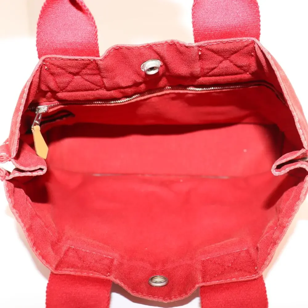 Hermès Red Canvas‎ Small Tote Bag – Classic French Luxury with Snap Closure
